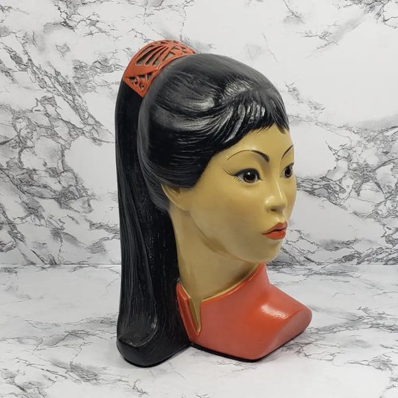 Hand Painted Asian Woman Statue Brower Vintage - Picture 4 of 12